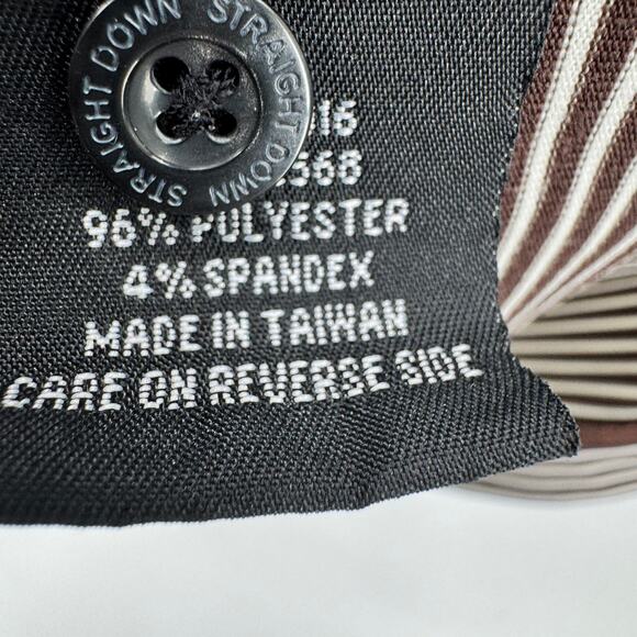 Straight Down Polo Shirt Mens Large Brown Stripe BELFAIR GOLF Logo Short Sleeve - Picture 6 of 8